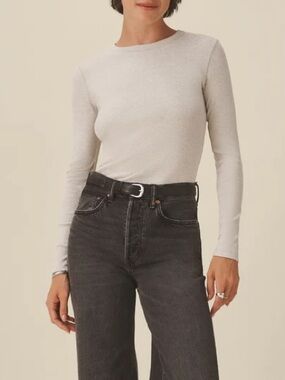 Buck Mason Surplus Rib Long Sleeve Crew in Light Heather Oat 🤍